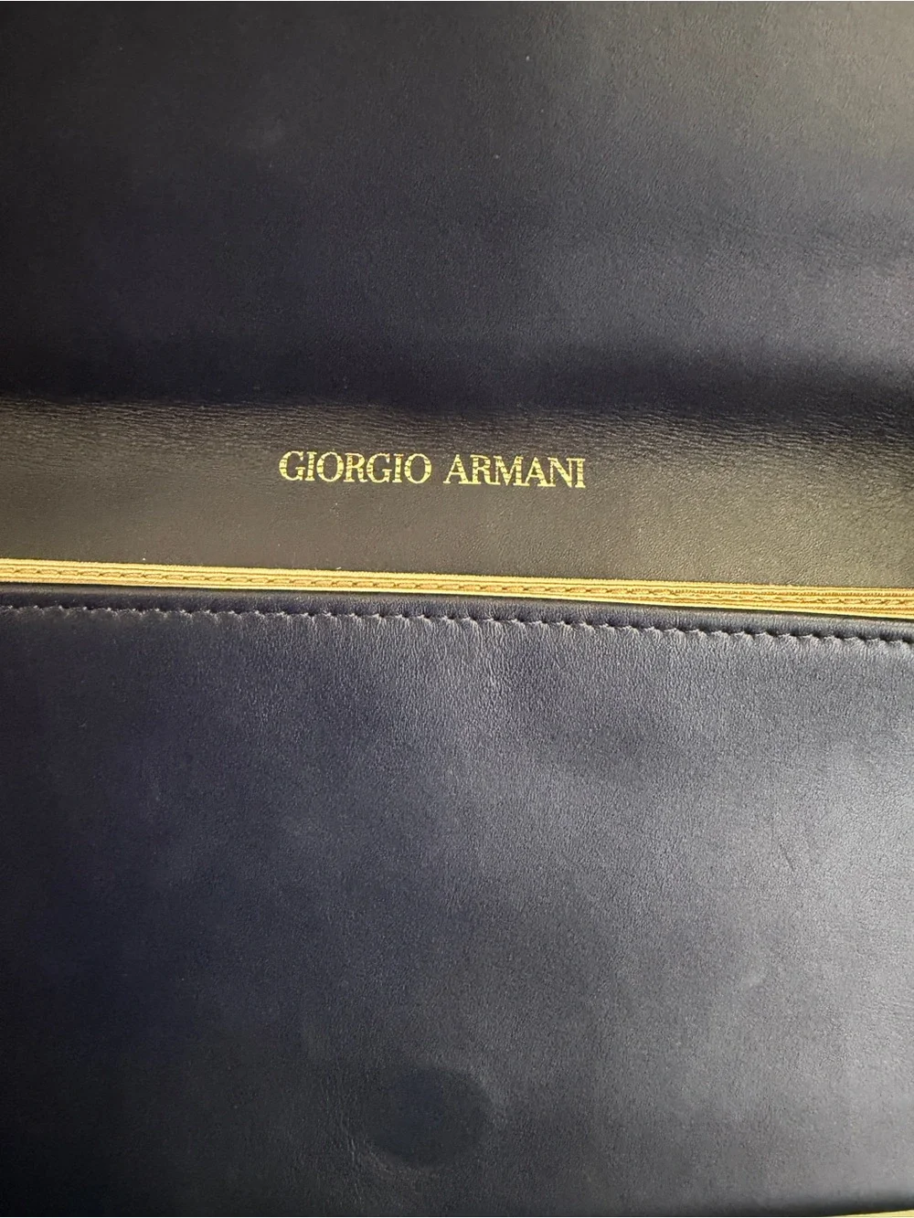 Giorgio Armani Vintage Calf Leather Cotton Ribbon Striped Purse Clutch Magnetic
